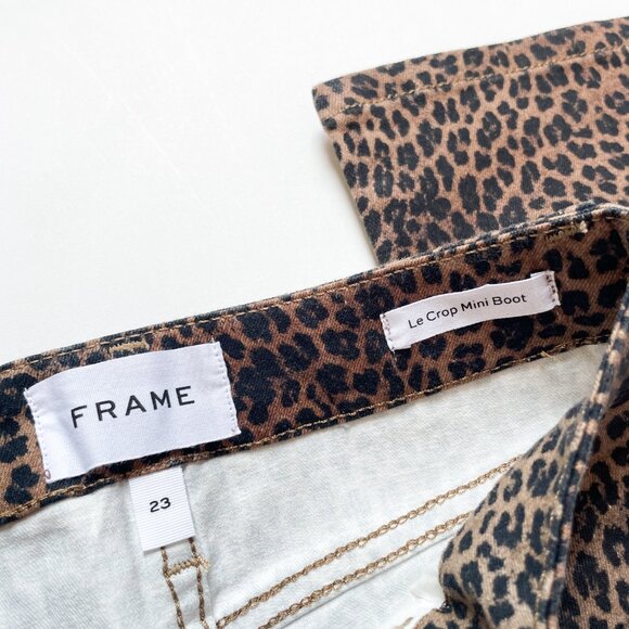 FRAME Le Crop Mini Boot Coated Jeans Leopard Size 23 NEW NWT - Picture 5 of 10